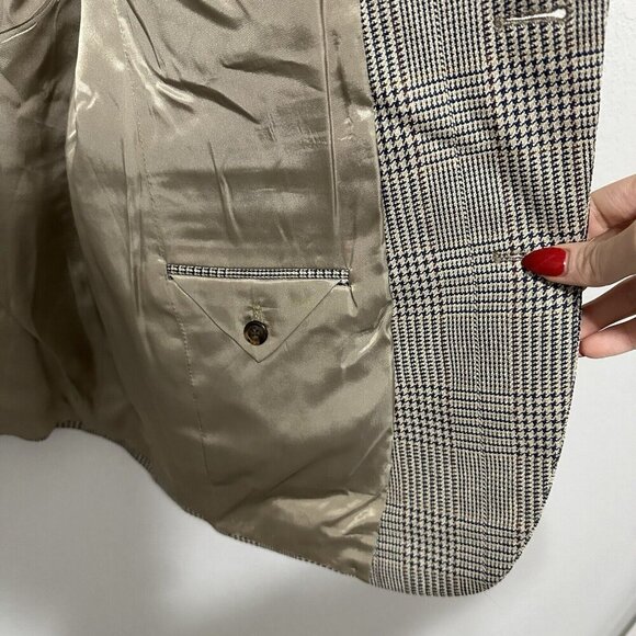 Vintage Burberry’s Houndstooth Brown Suit Jacket Mens Size 44R L/XL *Read - Picture 13 of 13